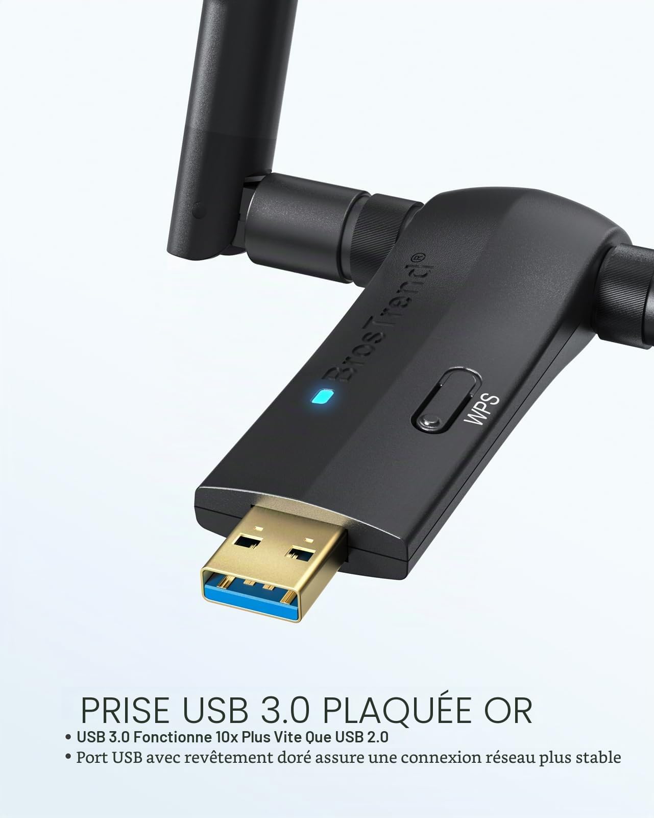 BrosTrend Clé USB Wi-Fi Linux 1200 Mbit/s pour Kali, Ubuntu, Mint, Debian, Lubuntu, Xubuntu, Mate, LMDE, Zorin, PureOS, Raspberry Pi 2+, Windows 11, 5 GHz+ 2,4 GHz, 2 antennes Wi-Fi 5 dBi, USB3.0