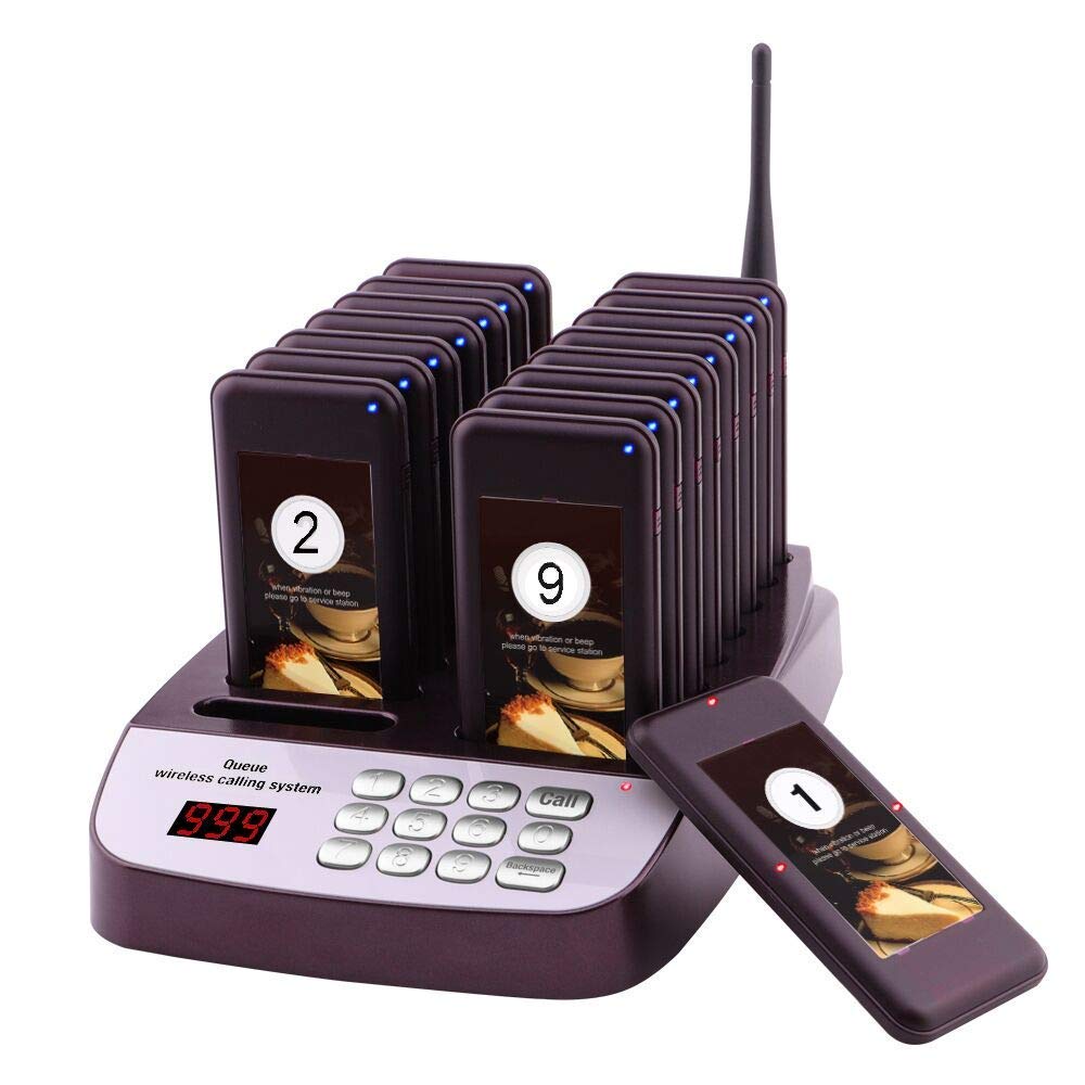 SHIHUI 16 Pager Buzzers+999 Channel Keypad Caller Queuing Wireless Calling System Restaurant Cafe Shop Wireless Paing System