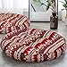 ANTJUMPER grande cuscino rotondo da pavimento, cuscino da meditazione boho, grande cuscino rotondo Mandala, cuscino indiano, per soggiorno, lettura, cameretta dei bambini, balcone, a righe, rosso