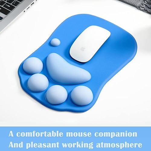 Miniatura 5 de Alfombrilla de mouse ergonómica con diseño de pata de gato, alfombrilla de mouse con soporte para muñeca, alfombrilla de mouse de gel de silicona,