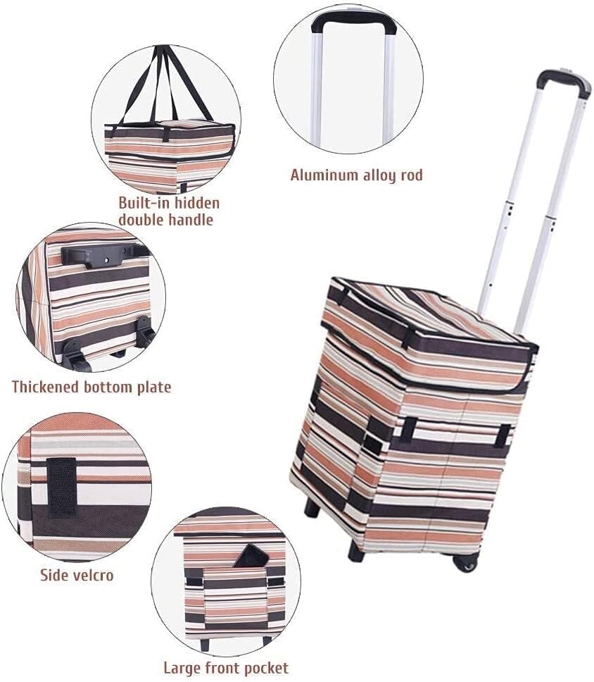 Einkaufstrolley Trolley Einkaufstrolley-Tasche, Faltbare Einkaufswagen-Tasche, Wiederverwendbare Einkaufstüte Aus Oxford-Stoff Für Drinnen Und Draußen Einkaufstasche mit Rollen – Bild 6