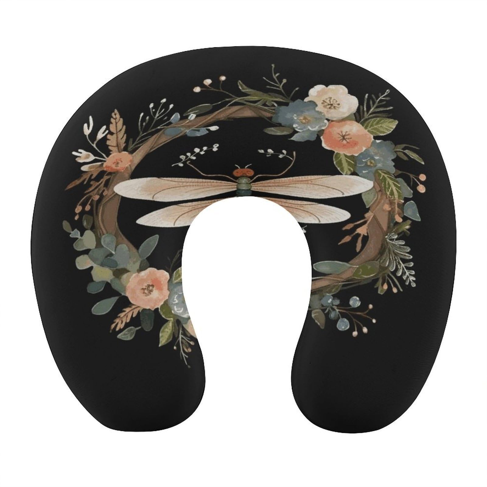 Btcowzrv Style Image Of Dragonfly In Wreath U Shaped Neck Pillow Travel Pillows