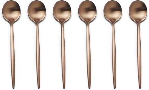 Miniatura 10 de JASHII Juego de 6 tenedores de acero inoxidable para ensalada y postre, aptos para lavavajillas (rosa mate)