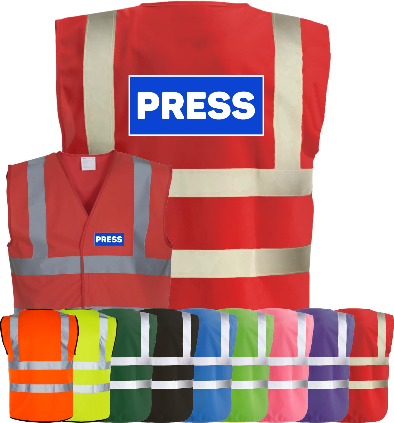 Corporate Togs PRESS Printed Hi-Vis Waistcoat - Fastening Vest, High Visibility, Fully EN471 Health, Protective Safety Wear | Safety Apparel