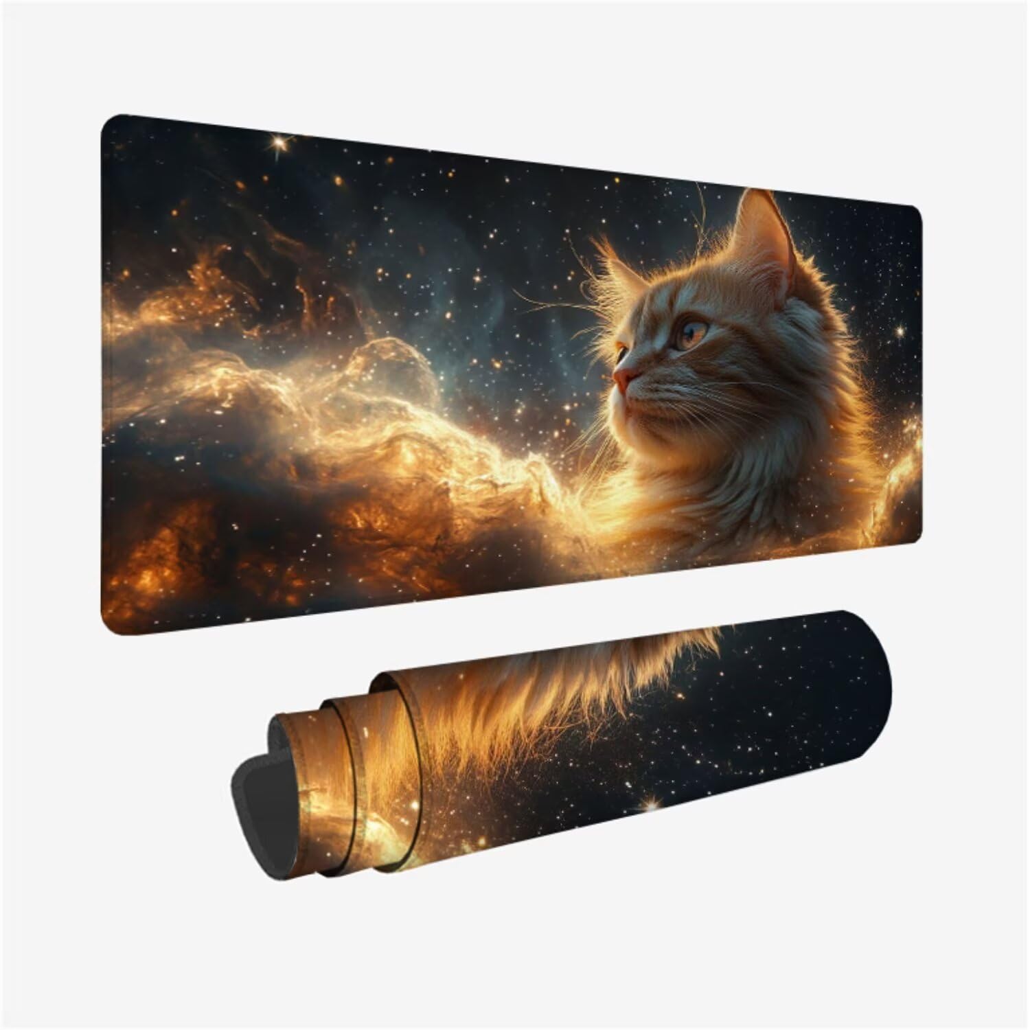 Podkładka pod mysz dla kota 1600x800x3mm duża podkładka pod mysz, gwiaździste niebo podkładka pod mysz dla graczy, szyte krawędzie, antypoślizgowa gumowa podstawa, pod klawiaturę i mysz, do akcesoriów