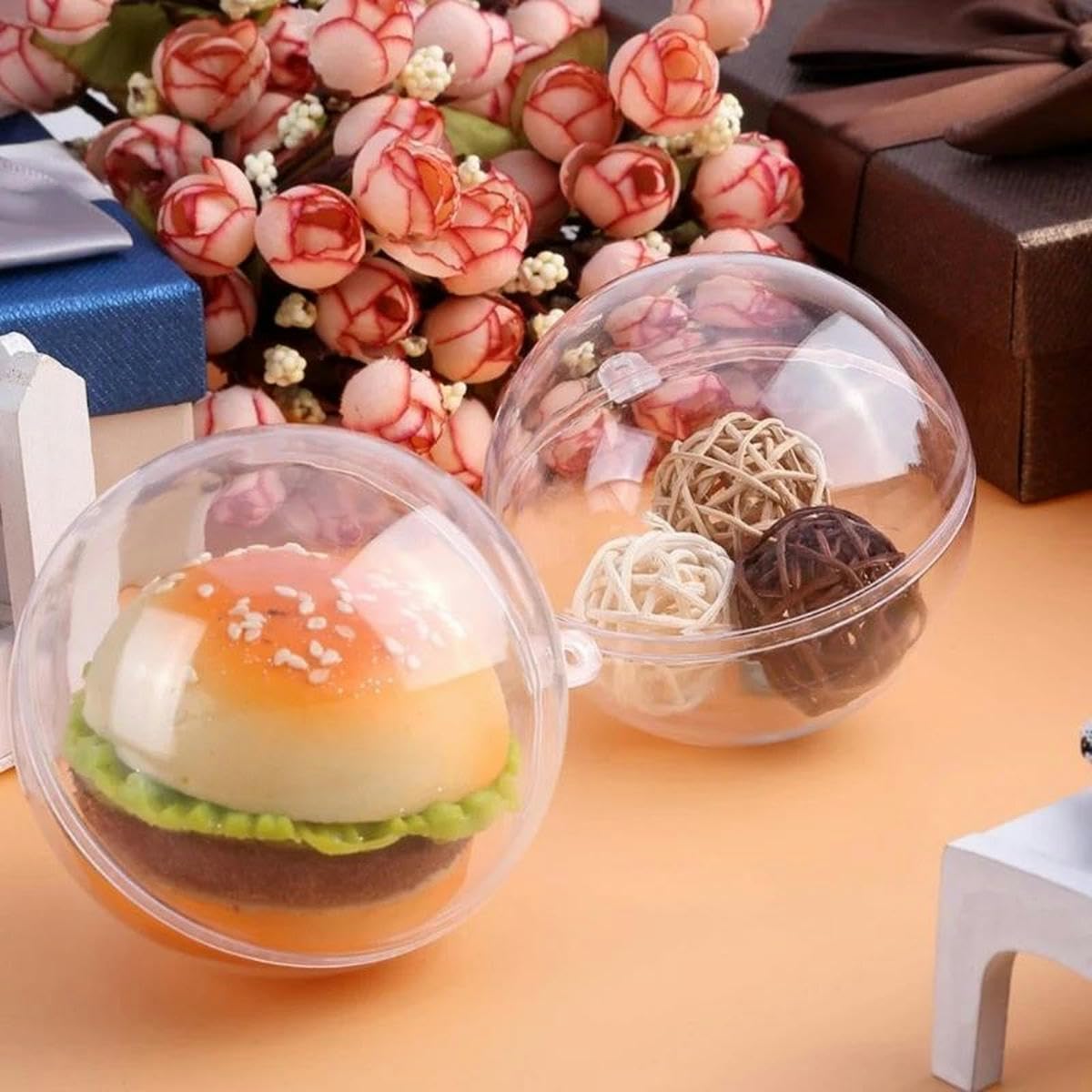 20 pièces Boule Transparente de noël Boules d'arbre de noël boîte Boule Ornement Cadeau de Mariage présent décoration de fête-8cm