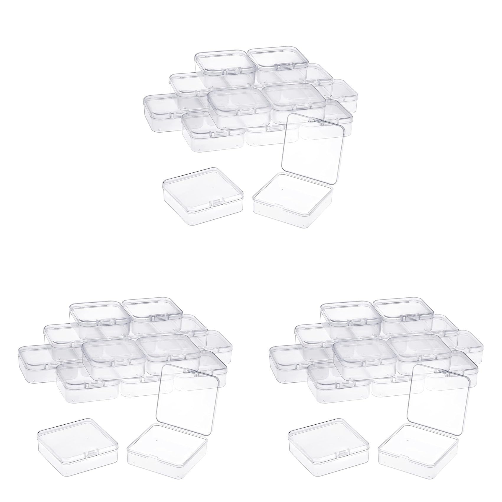 Hndhbfgrt 48 Pack Clear Plastic Beads Storage Containers Box with Hinged Lid for Small Items, Beads (2.2X2.2X0.79In)
