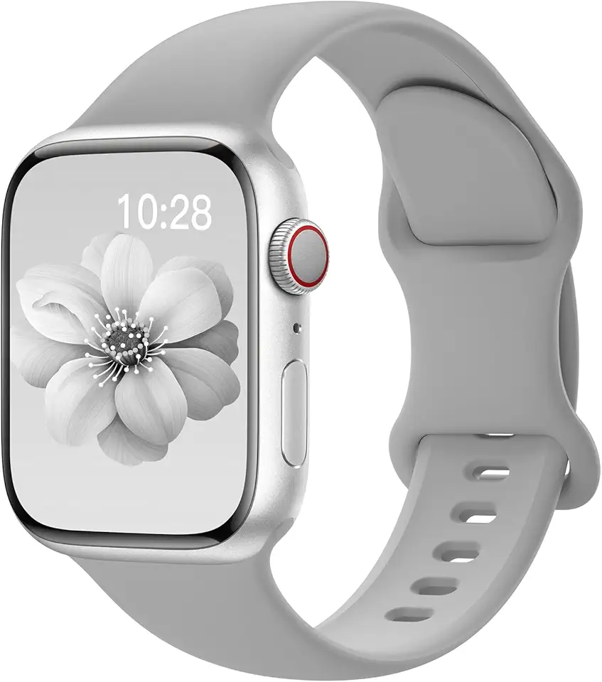 Pulseiras esportivas de silicone compatível com pulseiras de Apple Watch de 40 mm, 38 mm, 41 mm, 44 mm, 45 mm, 42 mm, 49 mm femininas e masculinas, pulseira de substituição esportiva macia e