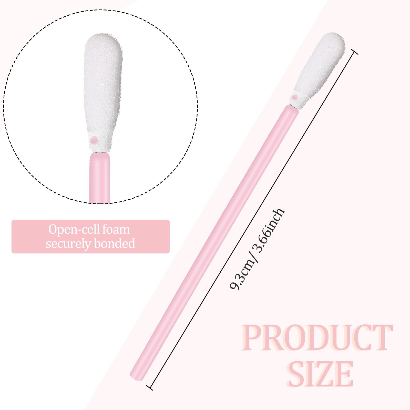 Zhengmy 500 Pcs Foam Swabs for Printer Head Camera Lens 3.66 Inch,Pink — Amazon image 3