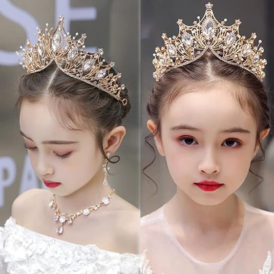 Tiara Nuziale Con Strass - Corona Di Cristallo Per Principesse - Oro/Argento 15x9 Cm - Per Matrimoni E Feste - Foto 5