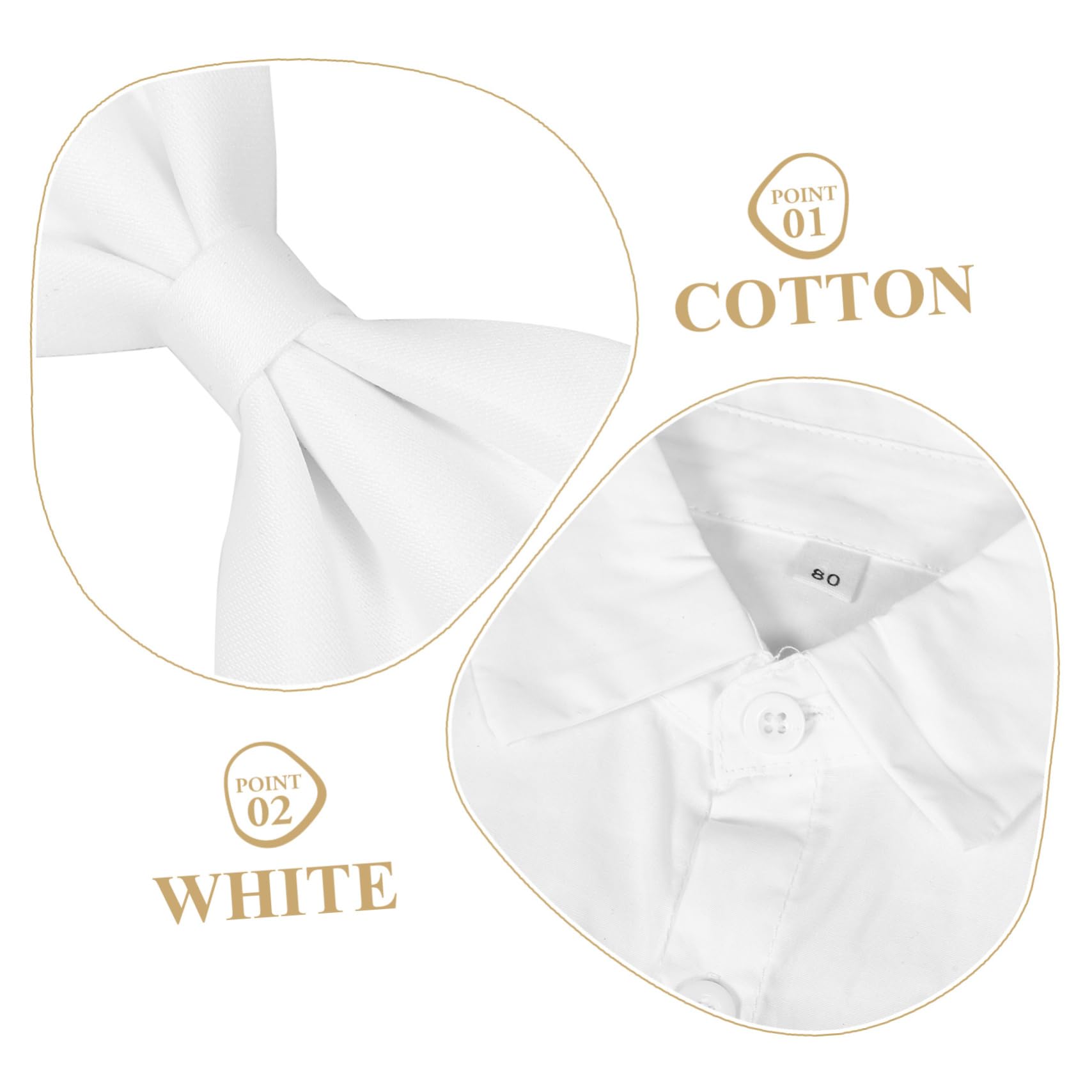 Traje de bautismo infantil camisa de manga larga para bebé trajes para pequeños para bodas atuendo de chico de shower Traje de caballero bebé algodón blanco