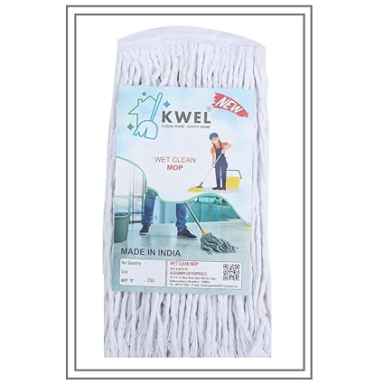 KWEL Clip N Fit Cotton Floor Mop with 4 Feet Telescopic Rod and Extra Wet Mop Refill(Pack of 1)