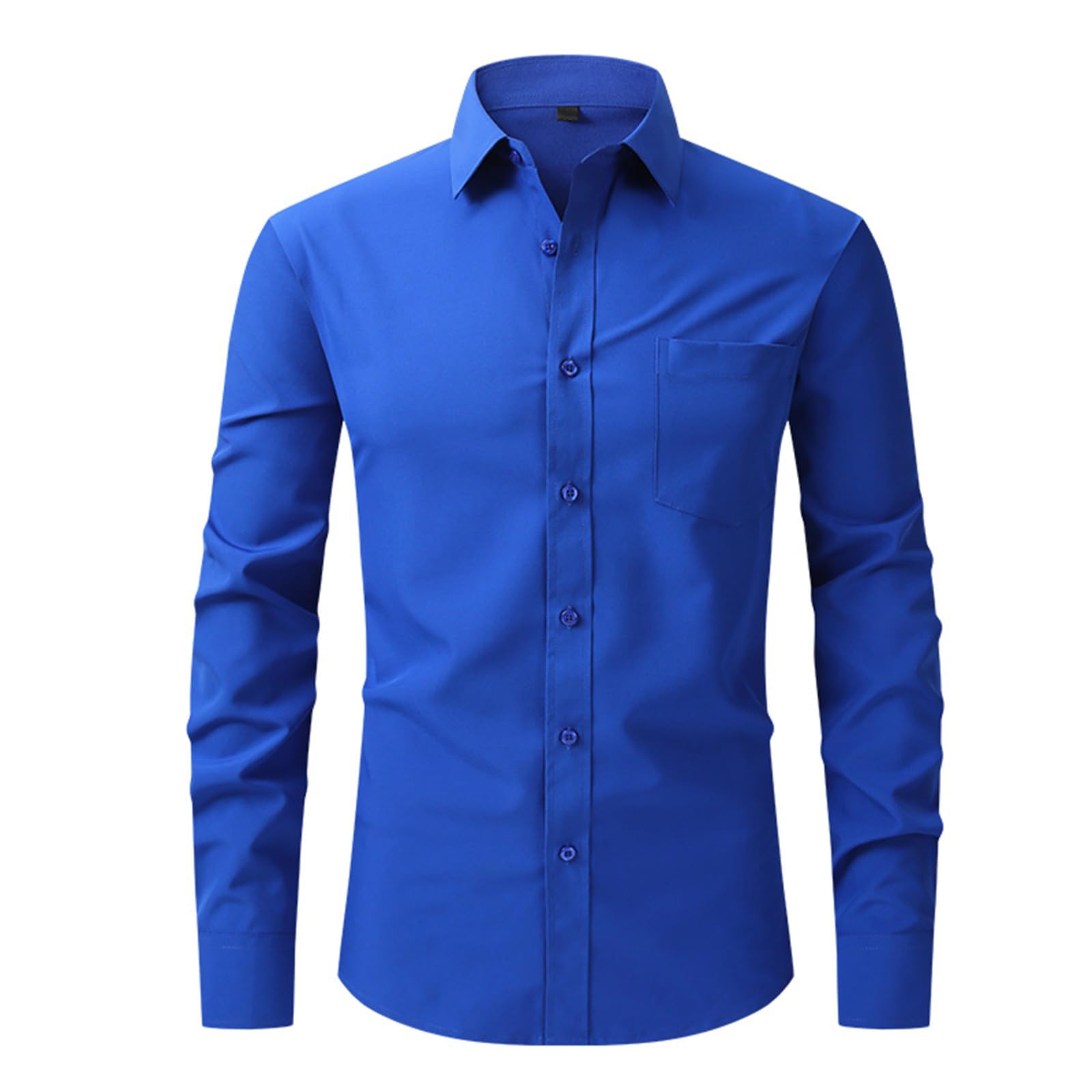 Uillui Mens Stretch Wrinkle Free Dress Shirts Formal Long Sleeve Slim Fit Button Shirt Business Casual Muscle Dress
