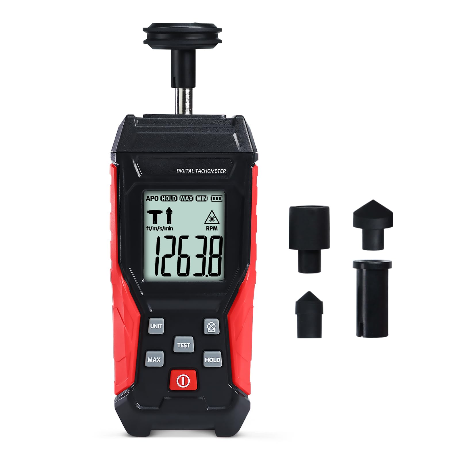2-in-1 Digitales Drehzahlmessgerät | Präzisions-Kontakt- & Laser-Drehzahlmesser | 3-99999 RPM, 0,8s Abtastung, beleuchtetes LCD & Data Hold | Komplett-Set für Auto & HVAC
