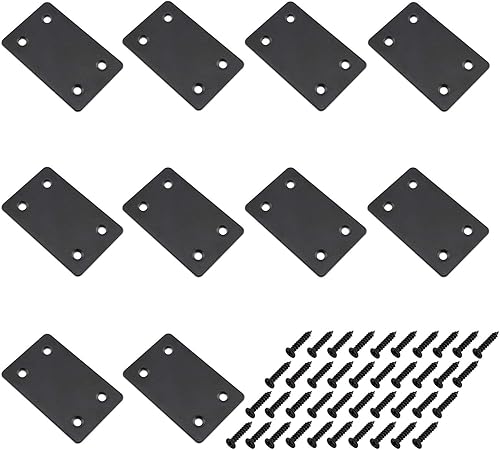 Paquete de 10 Soportes Rectos Planos, Ulifestar Placa de Reparación de Acero Inoxidable, Soporte de Estante de Metal para Muebles, Madera,