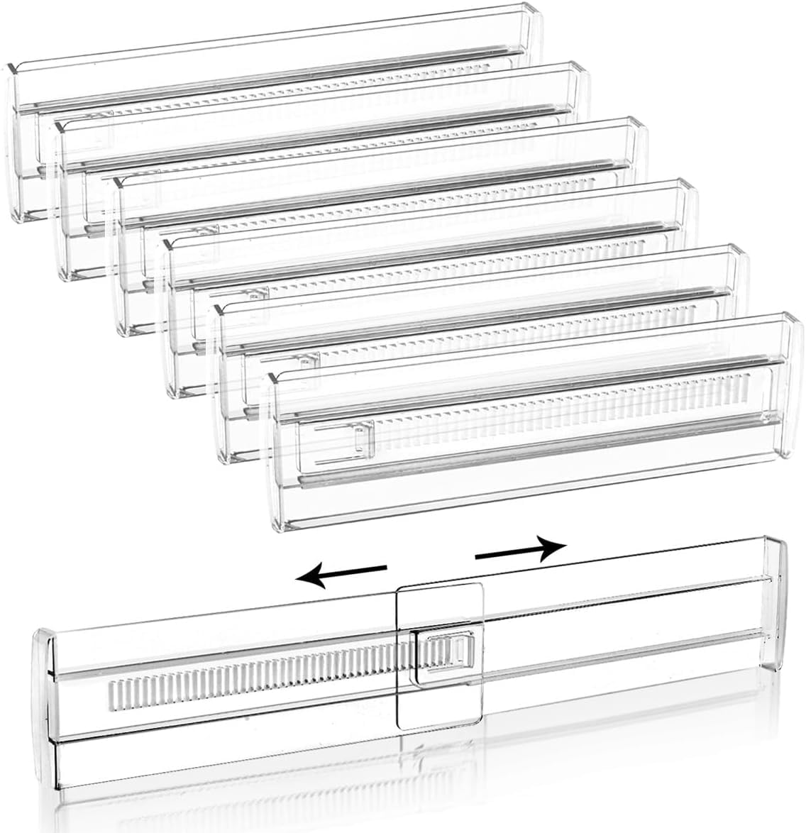 Separadores de Cajones Ajustables Plástico Transparentes Expandibles 27,5-52cm Organizador Armario Cocina