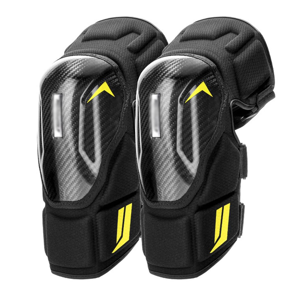 Ginocchiere Motociclistiche, Ginocchiera Leggere e Resistenti agli Urti con Fibra di Carbonio Protezione del Ginocchio Motociclistico, per Motocross Mountain Bike Yellow