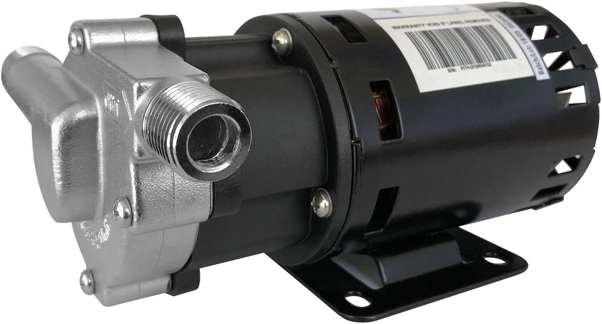 CHUGGER PUMP XCPSS-IN-1 X-DRY with Run Dry Protection, SS 115 Volt Inline Home Brewing System Beer Pump, 55" Cord w/Plug, 1/2" MPT Connections, ETL-Certified, US Food Compliant Materials