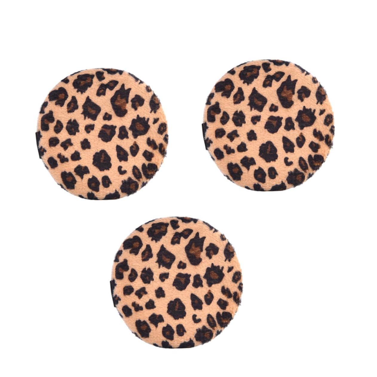 TOVINANNA Leopard Print Powder Puff for Women 3pcs Loose Powder Makeup Pads Easy to Apply Random Color