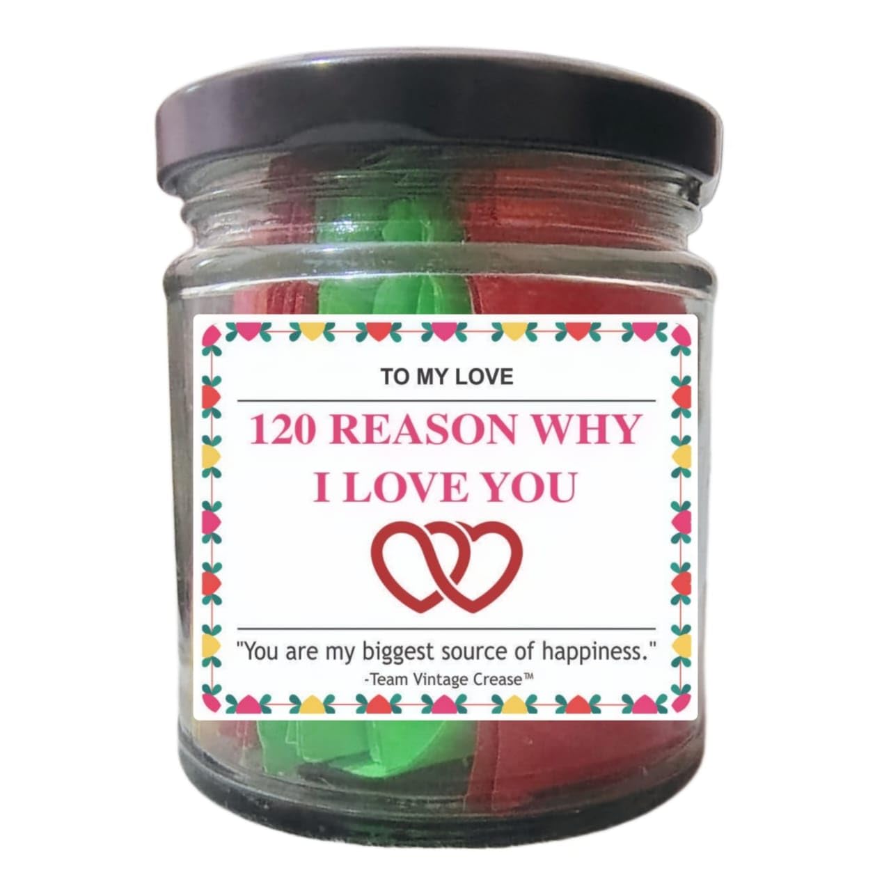 120 Reasons Why I Love You: Romantic Gift Jar Box with Love Messages for Couples, Romantic Gift with Heartwarming Msg for Loved Ones, Birthday, Anniversary, Valentine's Day Multicolour.