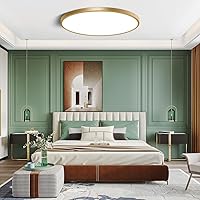 Vista 49 de 12 Inch Gold LED Ceiling Light, 3000K Warm White, 24W Gold Flush Mount Ceiling Light, 3200LM Round Low Profile Ceiling Lights for Bedroom, Living