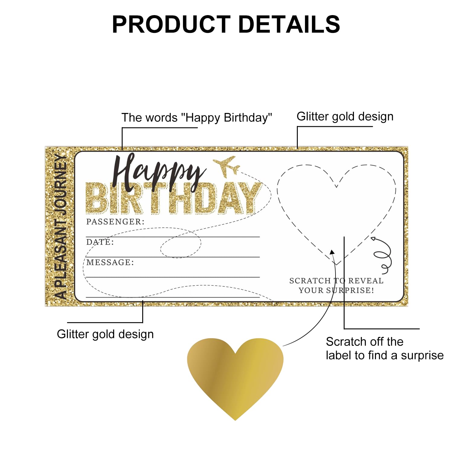 Scratch Card Reveal Holiday Surprise Travel Personalised Scratch Card With Envelopes Personalised Travel Ticket Unique Travel Gift Black Gold Packaging Boarding Pass Scratch Card For Family