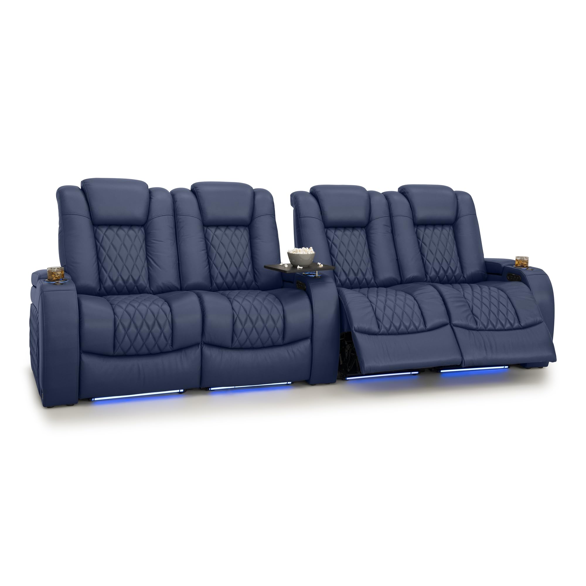 Seatcraft Diamante Home Theater Seating Navy Blue Row of 4 Dual Loveseat