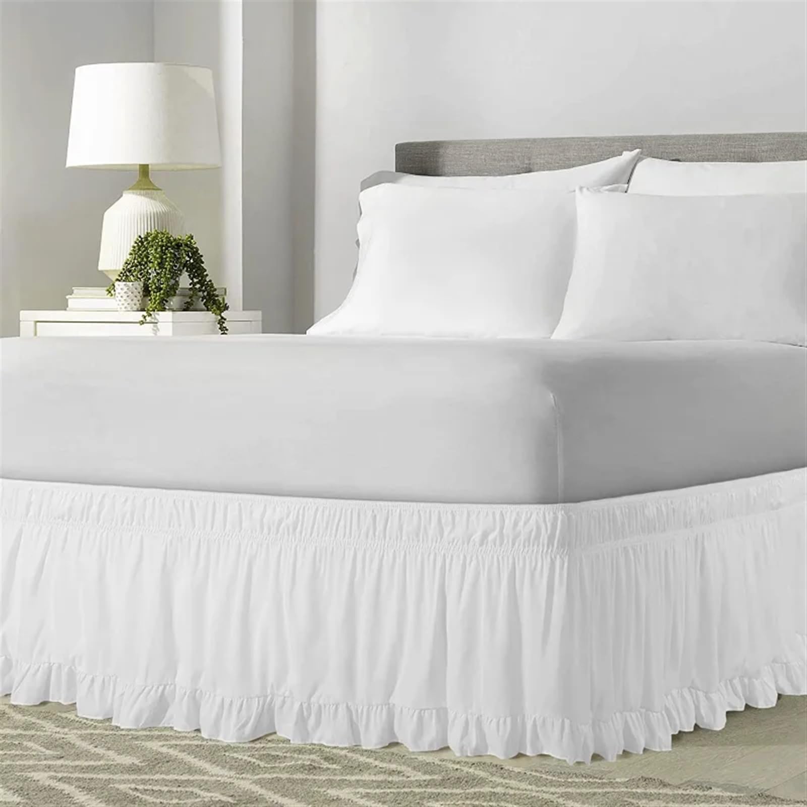 ZGXNYI Bed Skirt Ruffle Bed Skirt Surrounding Elastic Bedspread No Surface Family Hotel Double Bed/Full Bed/King Bed/King Bed Decorative Bed Skirt(Twin 100x200x38cm)