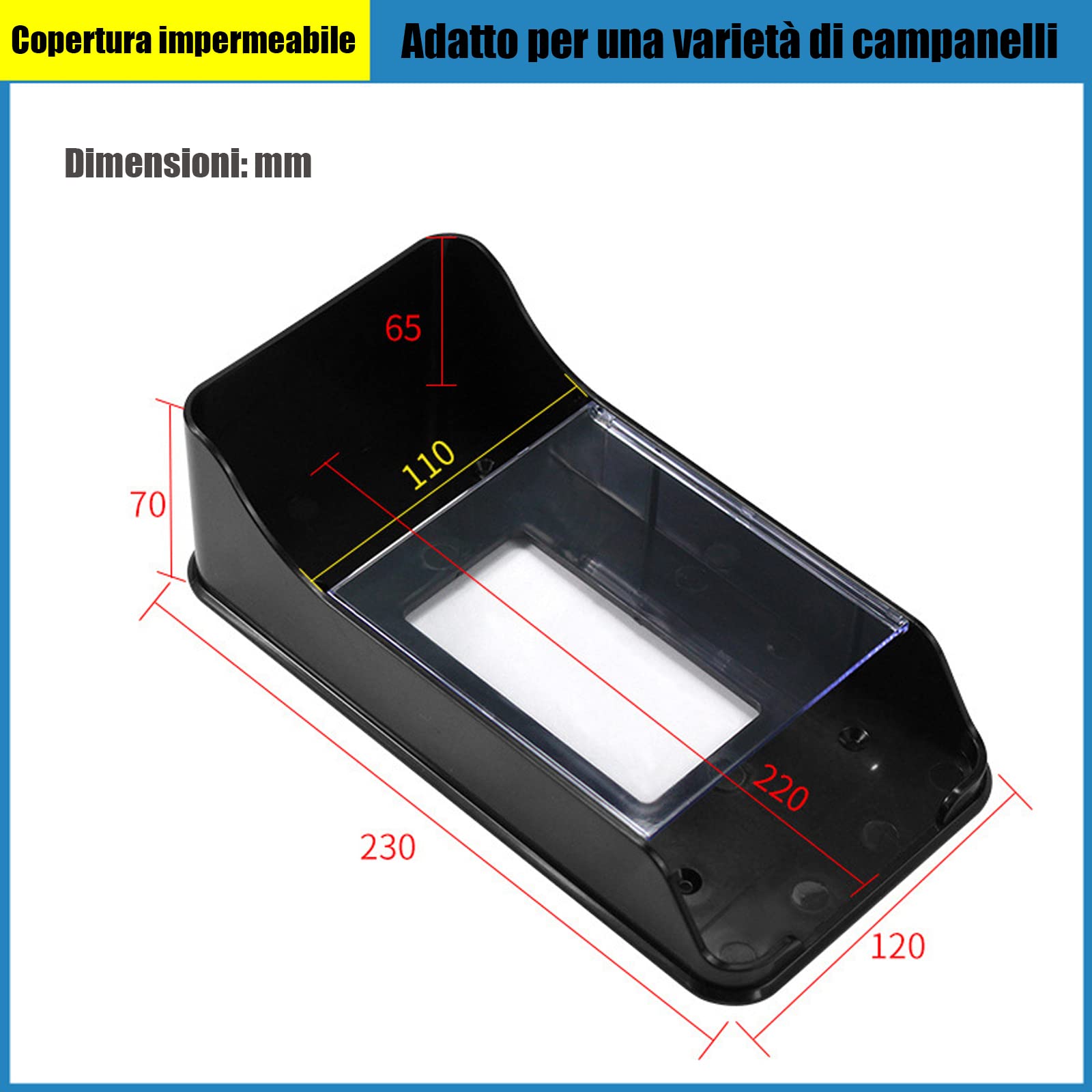 Copri Citofono Esterno Impermeabile In Metallo - Protezione Per Campanello, Fotocamera E Pulsante Da Pioggia E Intemperie - Foto 11