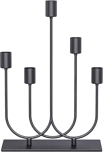 Miniatura 7 de smtyle Portavelas de metal de hierro negro para velas cónicas, juego de 2 con hierro, 0.9 pulgadas de diámetro, ideal para decoración de chimeneas