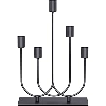 smtyle Fireplace Candelabra Black Metal Candlestick Holders for Tapered Candles with 5 Iron-0.8" Diameter Ideal for Table Centerpiece Gothic Decor