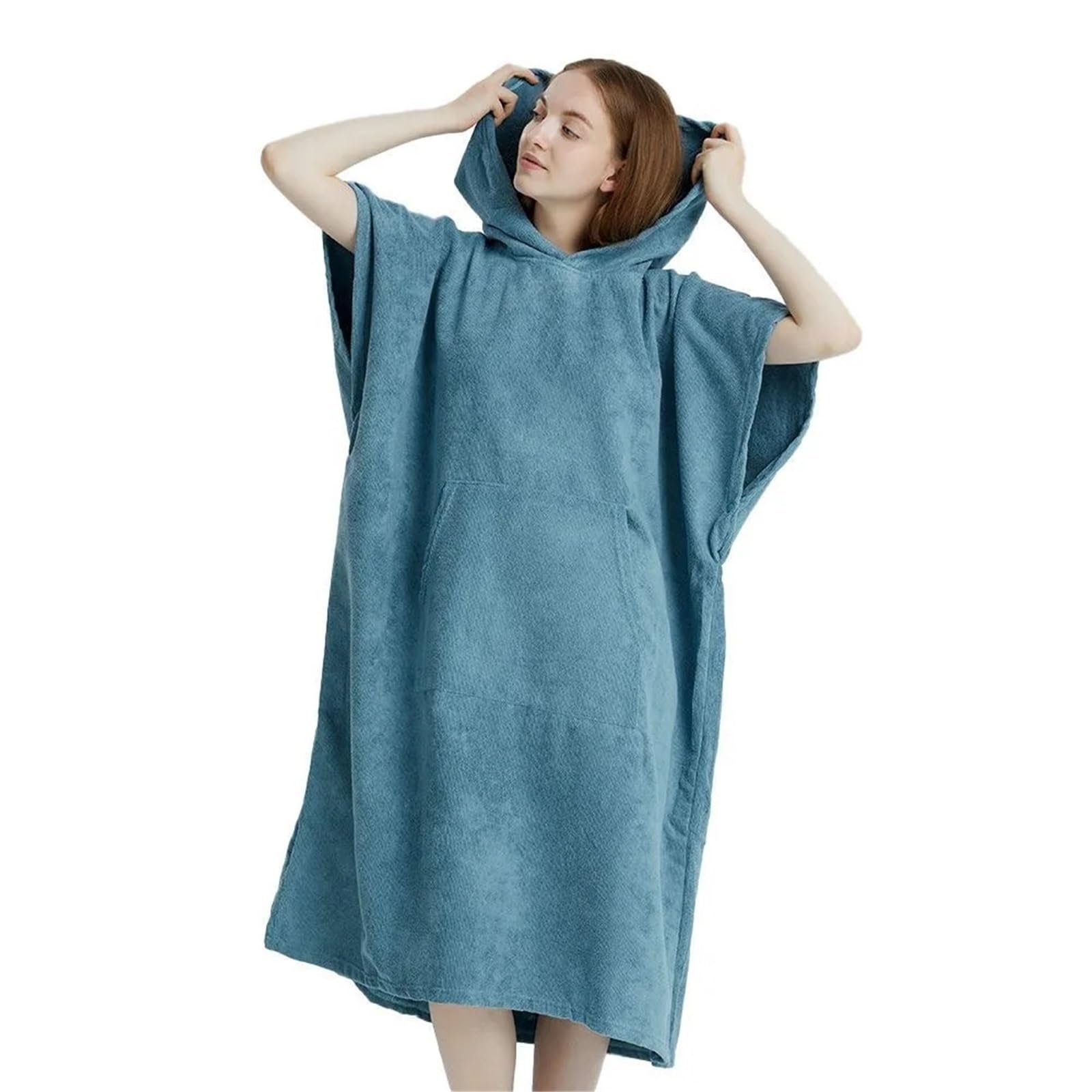 Poncho da spiaggia con asciugamano, ad asciugatura rapida, cappuccio, accappatoio, bagno, poncho for adulti Poncho da Spiaggia(Light Blue)