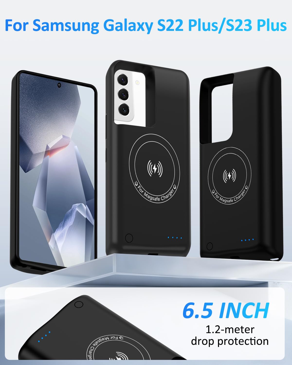 Akkuhülle für Samsung Galaxy S22 plus/S23 Plus (15000mAh),GAN-Technologie Tragbares Ladegerät Ultradünn Erweiterter Akku Hülle Telefonladegerät,Powerbank Handyhülle mit Ladefunktion
