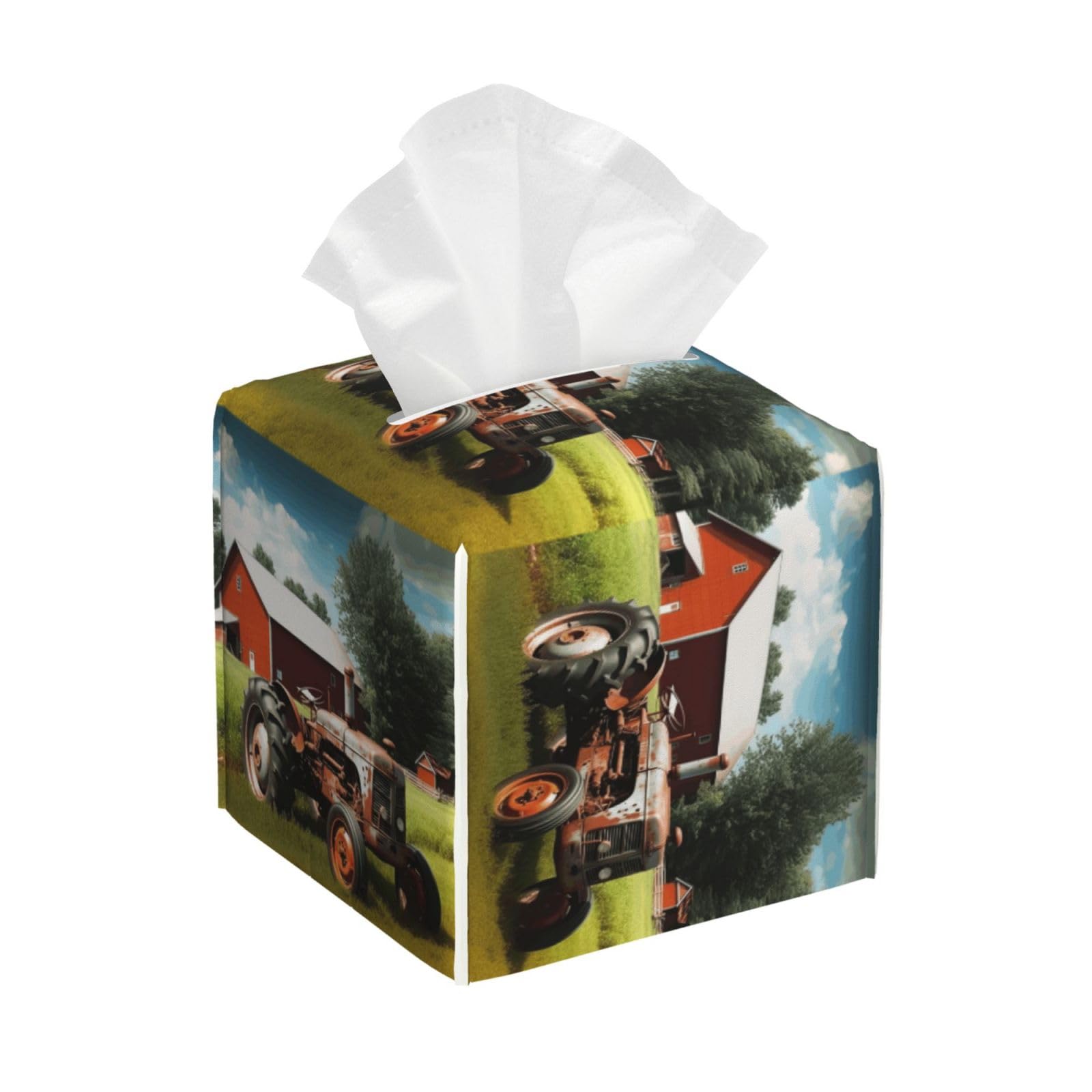 Company Farm Tractor Tissue Box Cover Square Cube Boxes