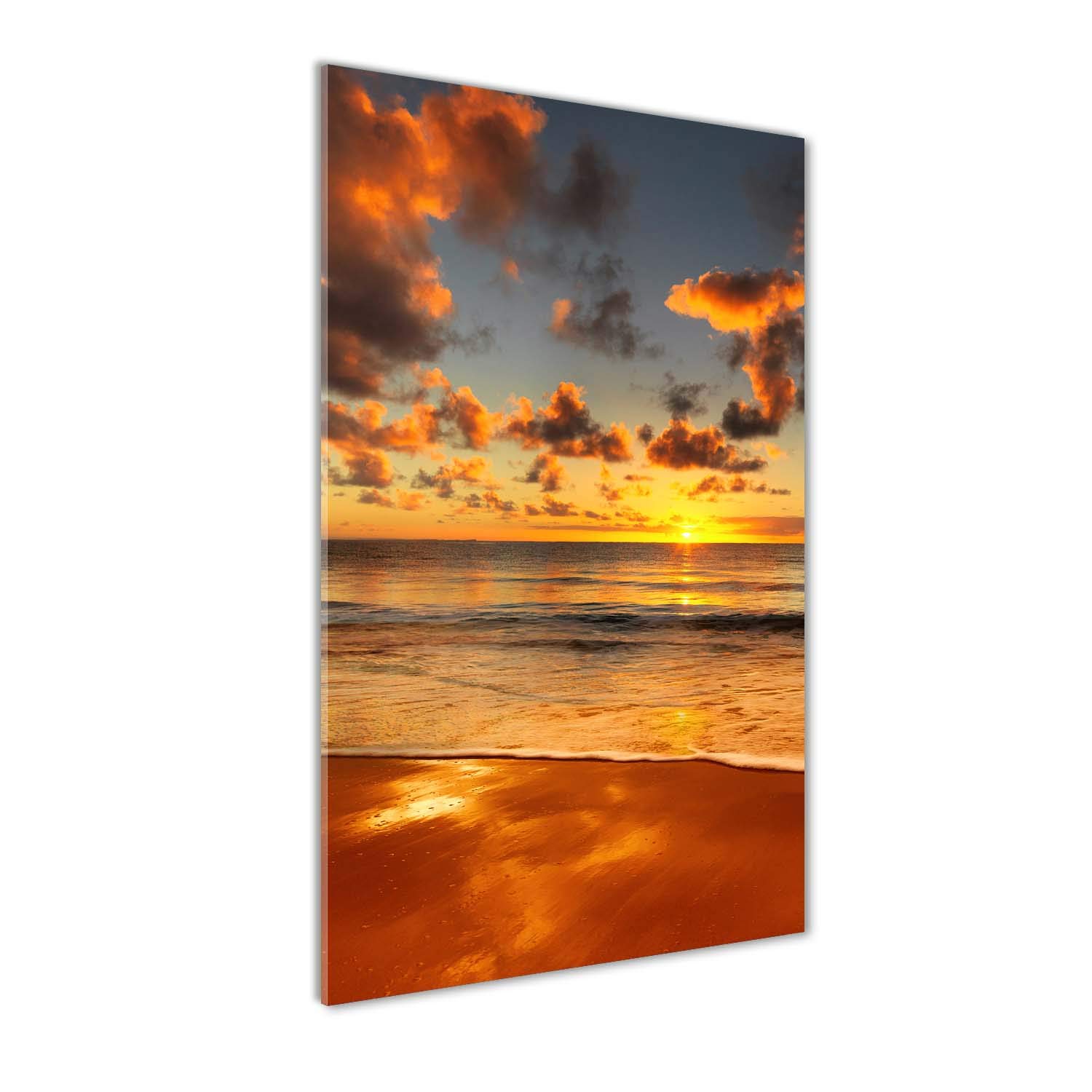Image sur Verre Lumineuse Orange Paysage Panoramique Plage Impression Salon 60x120 cm