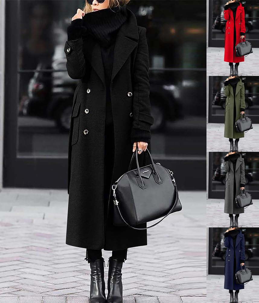 shownicer Cappotto di Lana da Donna Autunnali E Invernali Maniche Lunghe Tinta Unita Blazer Cappotto Elegante Autunno E Inverno Moda Coat con Bottoni