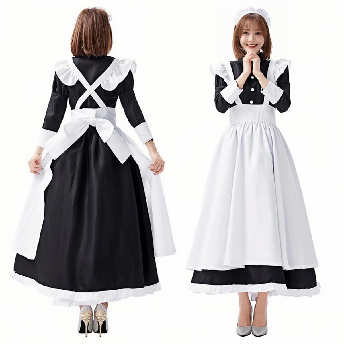 Amazon.co.jp: [JUNDOMECY] メイド服 コスプレ 長袖 メイド ロング