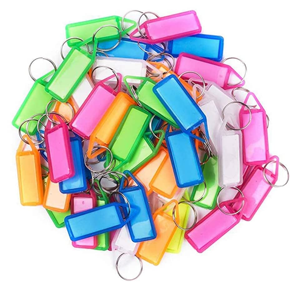 Ghelonadi Plastic Key Tags Keychain Id Name Office Key Labels for Identification, Storage & Organization Multipurpose Multicolor (50)-image-48