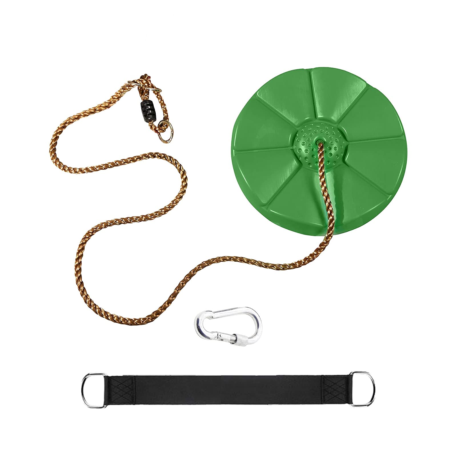 XTSKLY Disc Rope Swing, Tree Swing Disc Seat with Hanging Strap, Heavy Duty Tree Rope Swing Seat for Kids Outdoor Indoor Swingset Accessory, Green