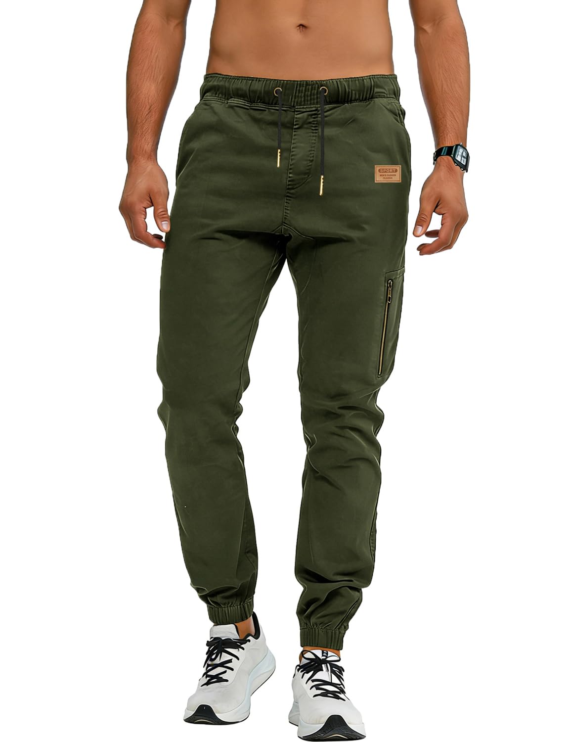 VMSUCIJ Pantaloni Cargo Uomo in Cotone Leggero con Coulisse e Tasche Laterali Pantaloni Casual Jogger Slim Fit per Tutte Le Stagioni