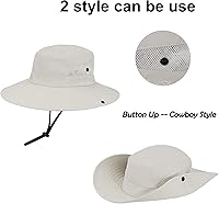 Vista 11 de Sombrero de sol de verano para mujer, cola de caballo – Protección UV de malla de ala ancha plegable con agujero para cola de caballo Beige