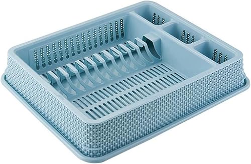 GULRUH Dish Rack, Household Kitchen Draining Dish Rack Multifunctional Dish and Chopsticks Storage Rack (Color Blue)