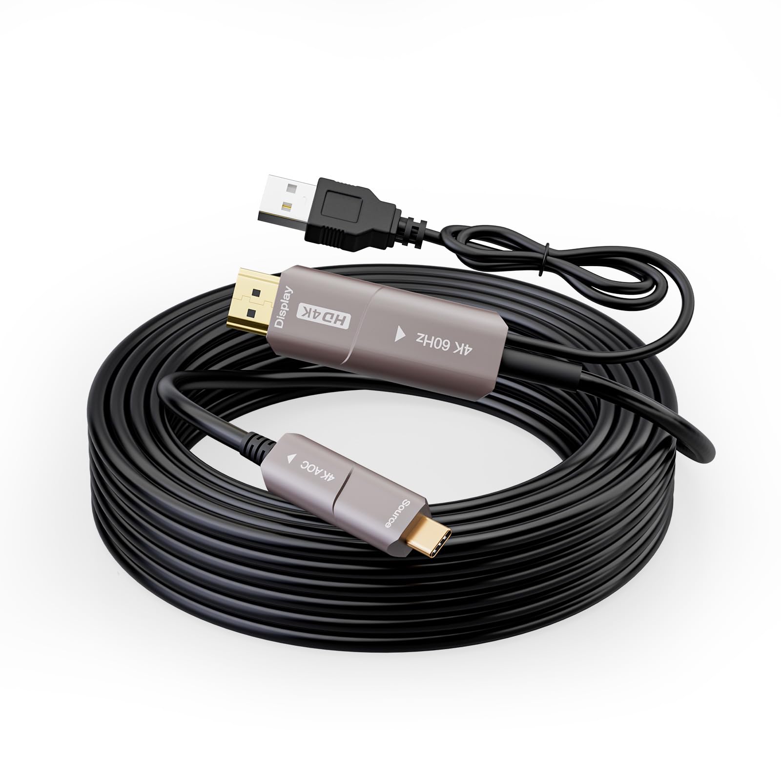 USB C a HDMI fibra óptica cable,CHENLENIC Cable USB C a HDMI de fibra óptica USB 3.1 tipo C a cable HDMI-10Meter