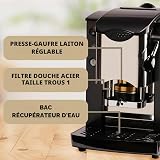 FABER COFFEE MACHINES | Modèle avec emplacement à encastrer en acier inoxydable | Machine à café de 44 mm | Couleur bourgogne en plastique noir | Presse à dosettes en laiton (Noir/Noir) - 3