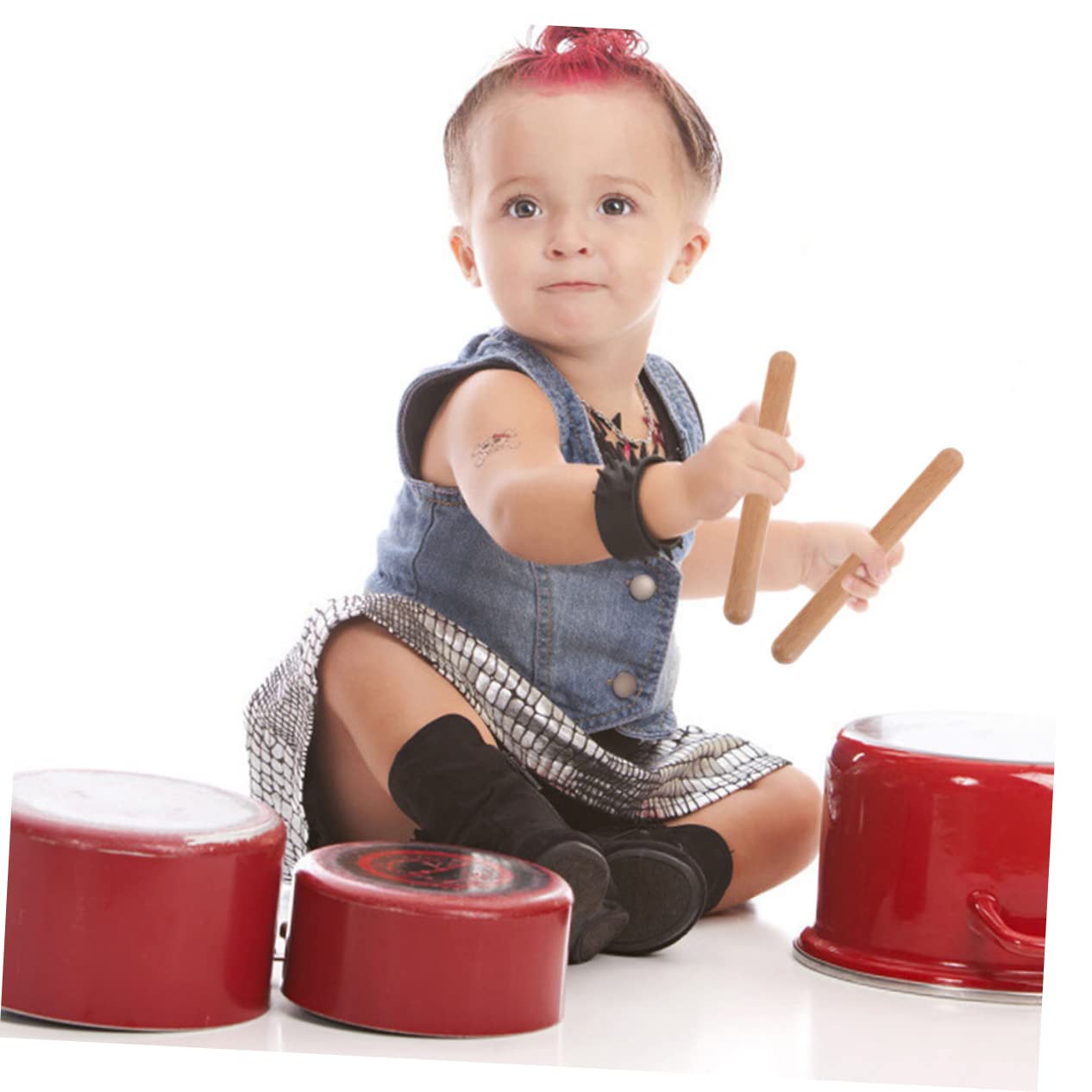 VANZACK 4pcs Rhythm Sticks Safe Comfortable Claves for Enhance Coordination Fine Motor Skills for Group Music Activities