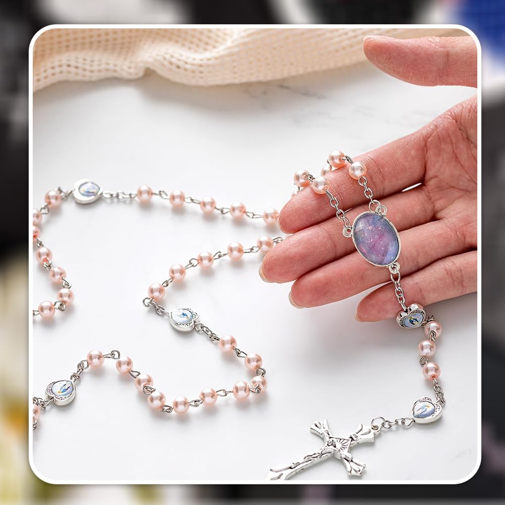 SUNNYCLUE 778Pcs DIY 6 Sets Rosary Making Kits Rosary Crosses Cross Charms Cabochon Bezel Setting with Glass Cabochons Imitation Pearl Beads Crucifix Charms for Women Men Memorial Gifts Supplies - Image 6