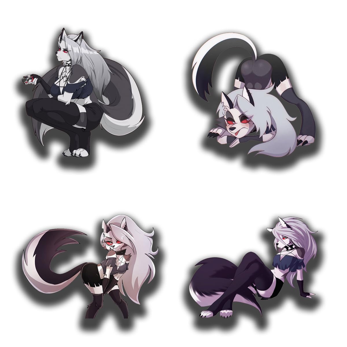 5.1 Inch 4Pcs for Furry Anime Loona Car Window Decal Bumper Laptop Motorcycle Vinyl Wrap Sticker for Trunk Luggage (C)