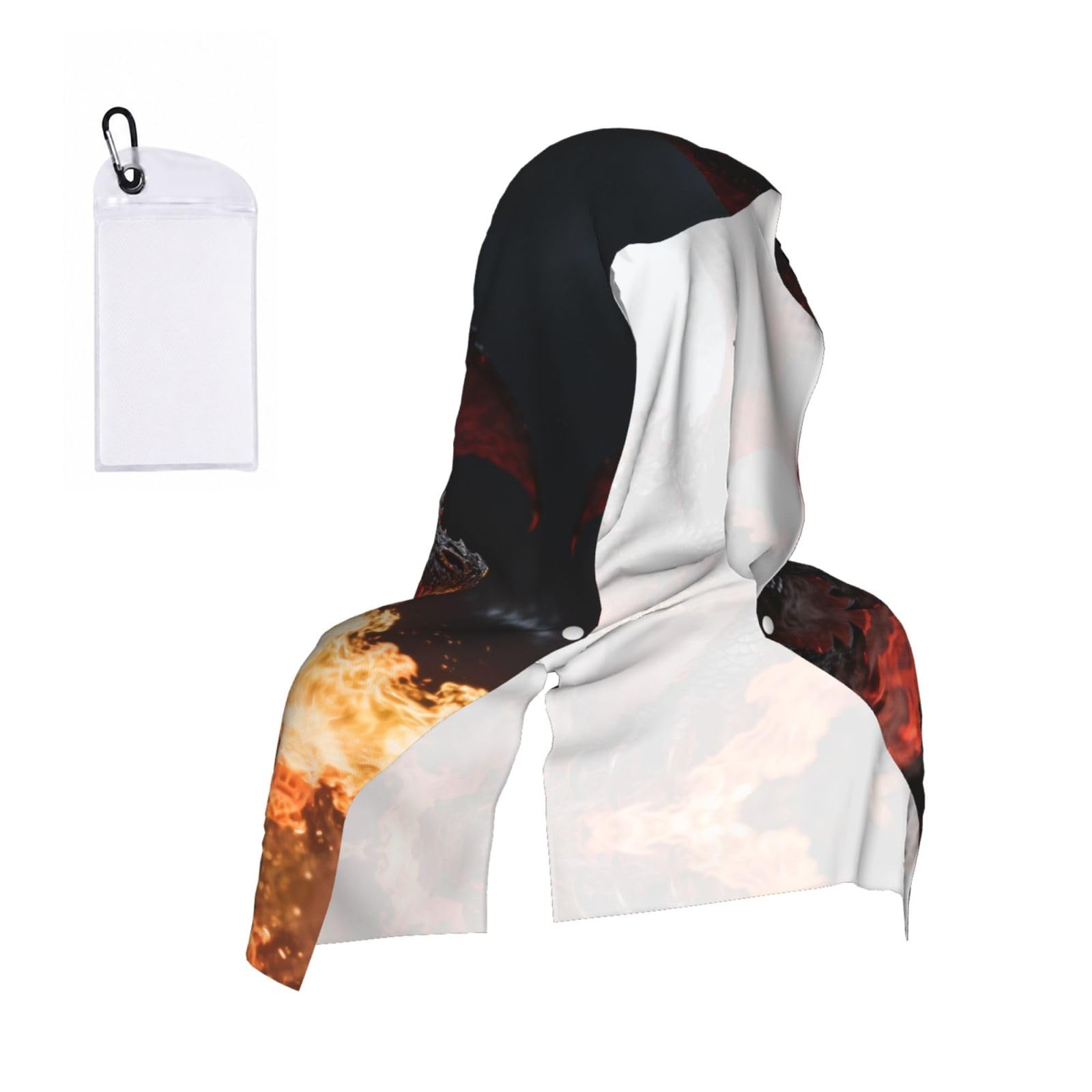 CNTDBU Dragon Flame Cooling Towel Hooded-Instant Chill Neck Cover for Sports, UV Cooling Rag for Running Gym