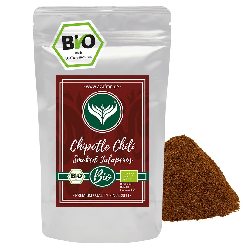 Azafran BIO Chipotle Chili Pulver gemahlen - Geräucherter Jalapeno - Chilipulver 250g
