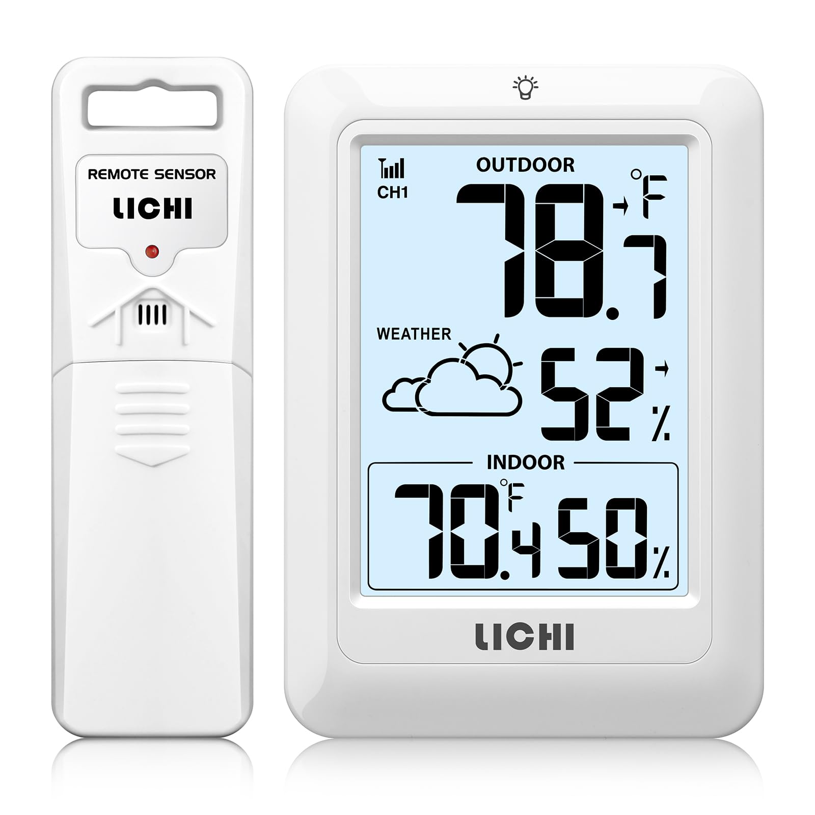 Thermomètre d'intérieur et d'extérieur sans fil, thermomètre hygromètre interne externe, fonctionne sur batterie pour la maison, moniteur d'humidité de la température (environ 100 mètres), écran